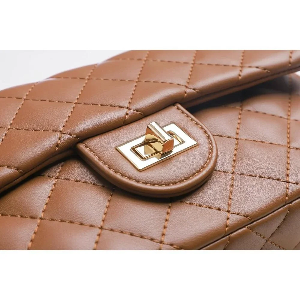 Vegan Leather Crossbody Bag Small Shoulder Satchel with Adjustable Strap